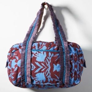 Anthropologie Blue and Brown Travel Bag